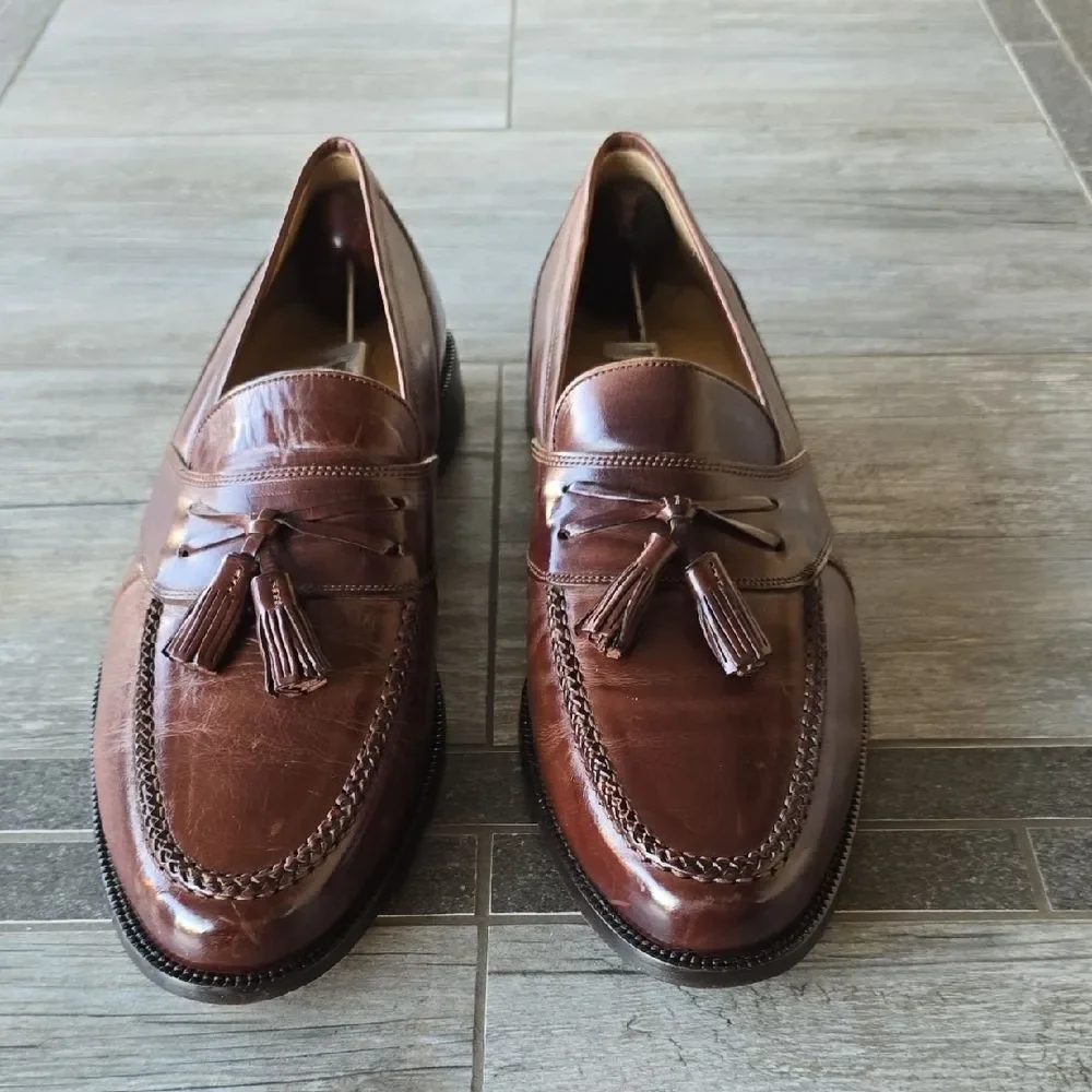 Johnston & Murphy Dark Brown Leather Tassel Loafers